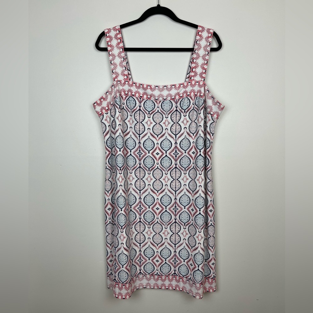 Ivanka Trump Pink and Blue Geometric Tank Slip Dress